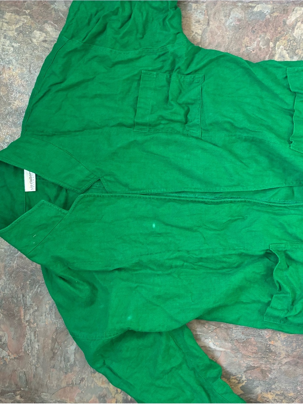 Liz Claiborne Emerald Green Button-Front Top